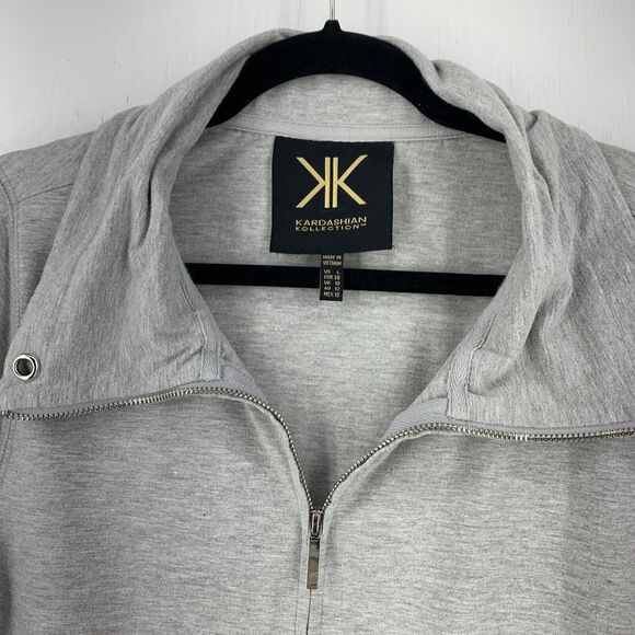 Kardashian Kollection Large Track Jacket Full Zip Minimal Stretch Warm Gray - Picture 4 of 11